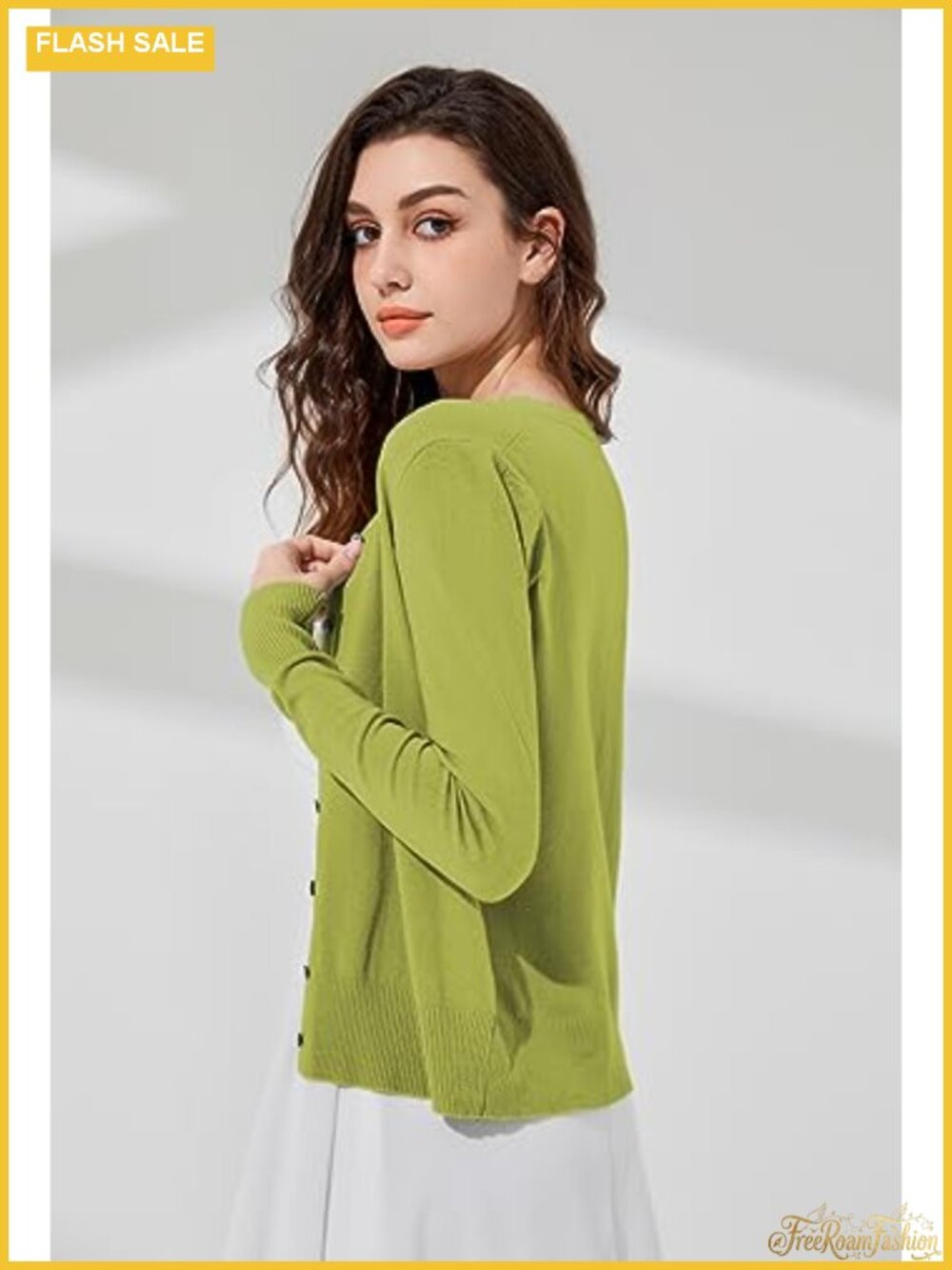 Women's Long Sleeve Lightweight Button Cardigan Thin Sweater - Picture 3 of 6